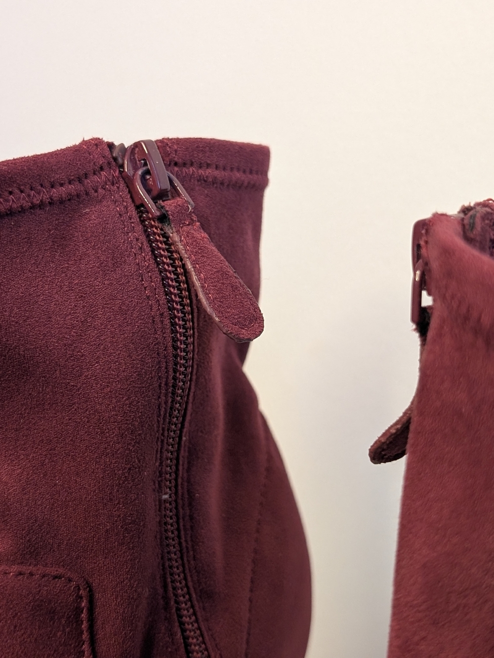 Women's Burgundy Suede Pointed-Toe Block Heel Ankle Boots - Picture 4 of 8